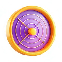 Poster - A vibrant purple and orange circular design with a radial pattern and central knob, showcasing modern design aesthetics.