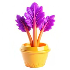 Fototapete - A vibrant potted plant with purple leaves in a bright yellow pot, showcasing modern design elements.