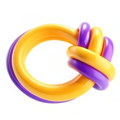 Poster - A colorful, intertwined design of ring-shaped soft plastic shapes in purple and yellow, showcasing modern creative forms.