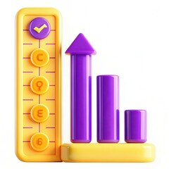 Fototapete - A colorful graphic displaying a bar chart with purple and yellow elements.
