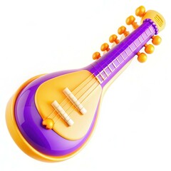 Poster - A colorful modern musical instrument resembling a lute with a vibrant purple and orange design.