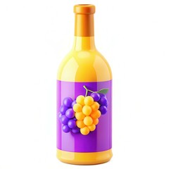 Poster - A stylized bottle featuring a colorful grape design with a vibrant yellow and purple color scheme.