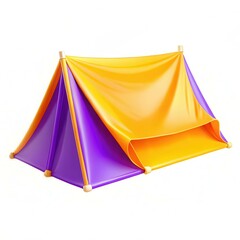 Poster - A colorful tent with vibrant orange and purple fabric, showcasing a sleek modern design with smooth textures.