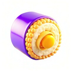 Poster - A vibrant, colorful 3D model featuring circular elements with a bright yellow and purple design.