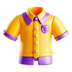Poster - A vibrant yellow and purple plastic shirt design showcasing modern styling and playful colors.