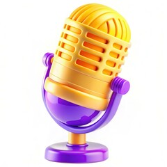 Poster - A vibrant and modern microphone design featuring yellow and purple colors combined with a smooth texture.