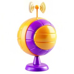 Poster - A colorful 3D model resembling a globe with antennas, featuring vibrant yellow and purple segments.