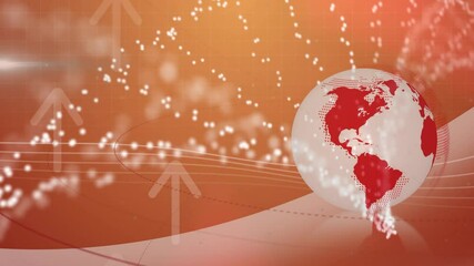 Poster - graphic designers creating tech network visuals, showcasing red white globe with data streams