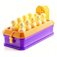 Poster - A colorful toy grave with cheerful figures, showcasing playful design elements in a modern style.