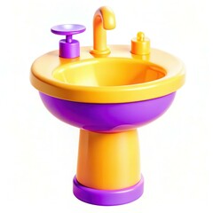 Poster - A colorful modern sink with a playful design featuring yellow and purple elements, ideal for a vibrant bathroom space.