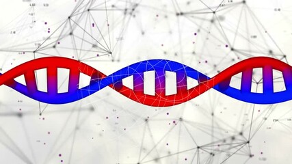 Aufkleber - health researcher analyzing digital DNA helix on light backdrop, showing network nodes and labels