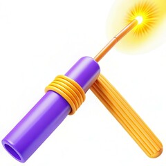 Poster - A vibrant purple and orange tool emits a glowing light against a white background, showcasing a modern design.