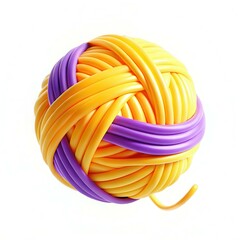 Poster - A vibrant, colorful ball made from intertwined yellow and purple plastic strands, showcasing a playful texture and modern design.