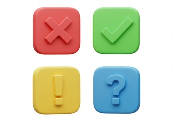 Fototapete - Four different icons arranged on a white plane with various signs shown