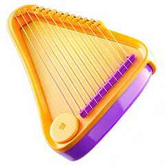 Poster - A vibrant orange and purple harp with visible strings, designed with a modern aesthetic for visual appeal.