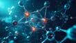 © Abdul - Quantum computing meets biotechnology, polygonal molecules and atoms forming a luminous cybernetic network, scientific digital art in modern digital art style