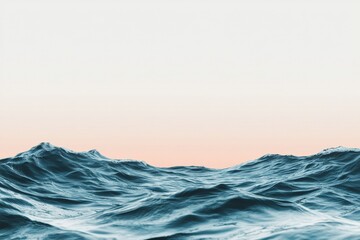 Aufkleber - Serene minimalist water horizon at sunrise with gentle ocean waves