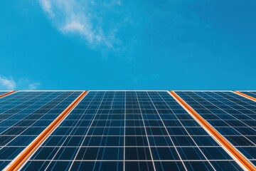 Aufkleber - Solar panels generating clean energy under blue sky: embracing sustainable power