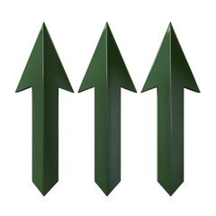Poster - Three green arrows pointing up direction upward movement growth success progress forward vector illustration
