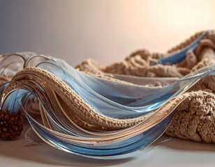 Aufkleber - Abstract Digital Wave Energy with Blue Golden and Brown Hues with Futuristic Design