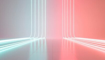 Aufkleber - Abstract Pink Blue and Purple Background with Interlaced Digital Distorted Motion with Geometric Lines and Neon Light Effects