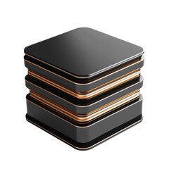 Poster - Black and gold stacked square pedestal product display stand luxury showcase platform render design