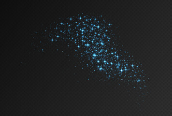 Wall Mural - blue sparkling stars, shiny particles light effect, transparent flying stardust texture, abstract tw