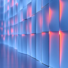 Poster - modern wall paneling with vibrant lighting