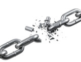 Broken Metal Chain Against Black Background
