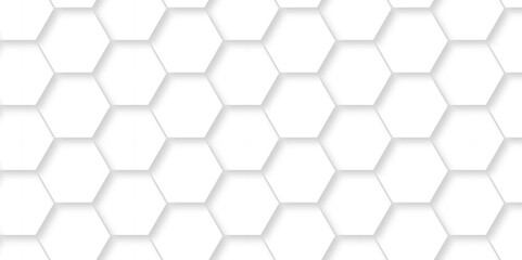Poster - seamless pattern with hexagon. white hexagonal background. luxury honeycomb grid white pattern. vect