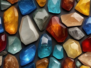 Wall Mural - Vibrant Crystal and Gemstone Collection: Natural Minerals, Jewelry, and Artistic Patterns