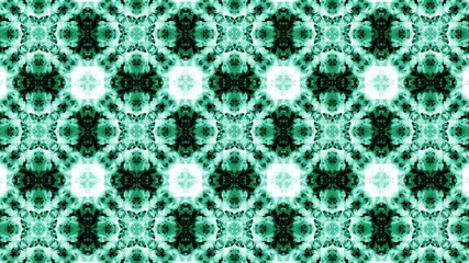 Poster - Abstract green and white repeating pattern design featuring a geometric kaleidoscope effect perfect for seamless backgrounds