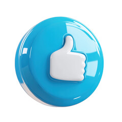Poster - Blue like button thumbs up icon social media symbol 3d render graphic design vector illustration art 100