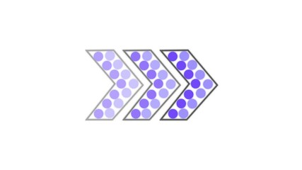 Poster - Navigate or pointing arrow. Animated three dimensional arrows with colorful dots on a white background for business concepts