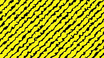 Poster - Dynamic abstract graphic pattern featuring yellow and black diagonal wavy lines on a yellow background