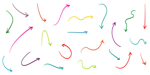 Poster - Doodle Arrows icons Set. hand drawn arrow icon with various directions. isolated on a white background