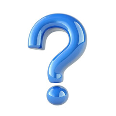 Poster - Blue question mark 3d rendering illustration faq doubt confusion uncertainty query problem solving help 100