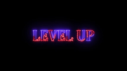 Poster - Level up neon sign on black background animated graphic gaming and achievement concept