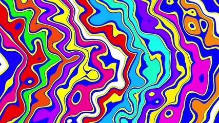 Poster - Colorful abstract psychedelic art with fluid wavy lines and vibrant bright colors perfect for artistic backgrounds and creative projects