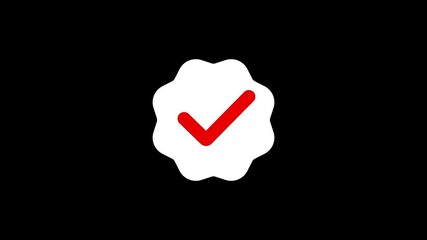 Poster - Animated checkmark on verified badge against a black background perfect for concept illustrations of achievement confirmation and approval