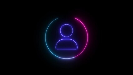Poster - Profile avatar icon. Abstract neon person icon glowing on black background for digital design and user interface illustrations