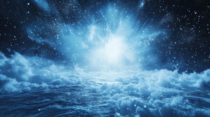 Wall Mural - A celestial, starlit expanse above a vast cloud sea.
