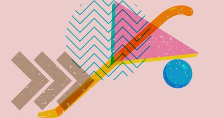Poster - Risograph Crowbar with geometric shapes animation. Moving object in trendy riso graph design video.