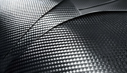 Poster - Close-up of textured carbon fiber surface, showcasing its unique patterns and sleek, modern design. Ideal for showcasing innovation in technology.