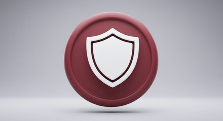 Aufkleber - White shield on red button providing security and protection