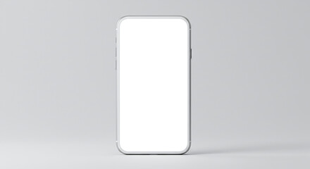 Poster - Modern smartphone with blank white screen displaying on empty background