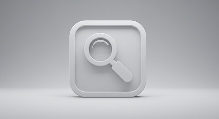 Aufkleber - White magnifying glass icon representing searching and researching