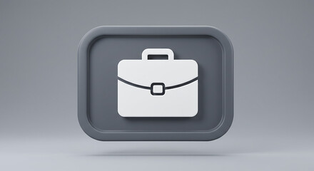 Aufkleber - White briefcase icon on a rounded square gray button representing business and work