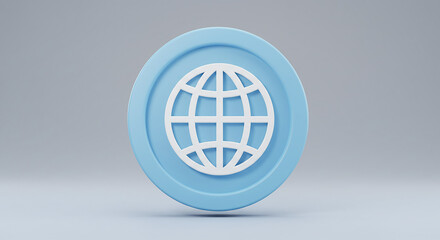 Aufkleber - Blue globe icon representing global communication and internet connectivity