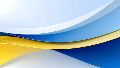 Poster - Abstract Color Papers Geometric Flat Lay Composition Banner Background with Blue and Yellow